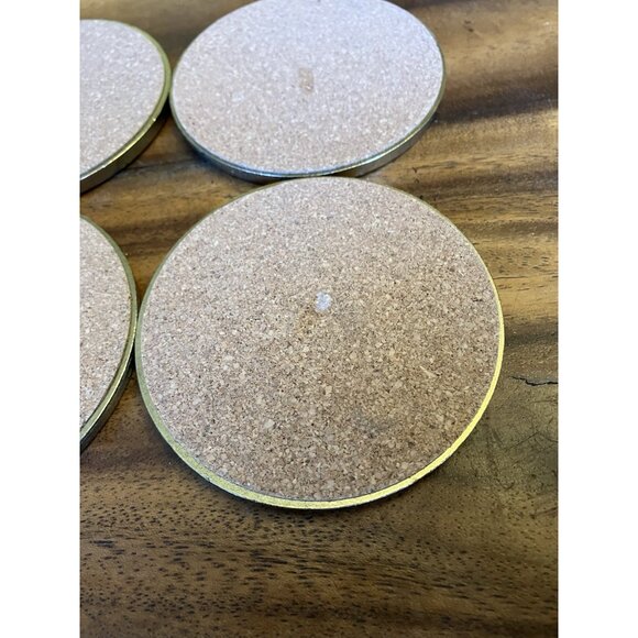 4 Vintage Ducks Unlimited Brass Coasters Mallard Ducks 3 1/4" Round Cork Backed - Picture 9 of 13